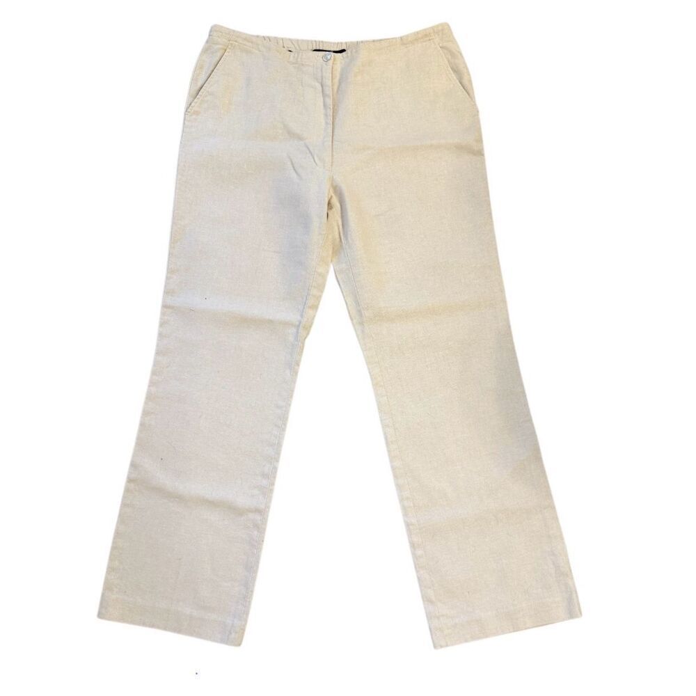 Kasper Linen Blend Pants Sz. 12 Tan Preppy Classic Lightweight Packable